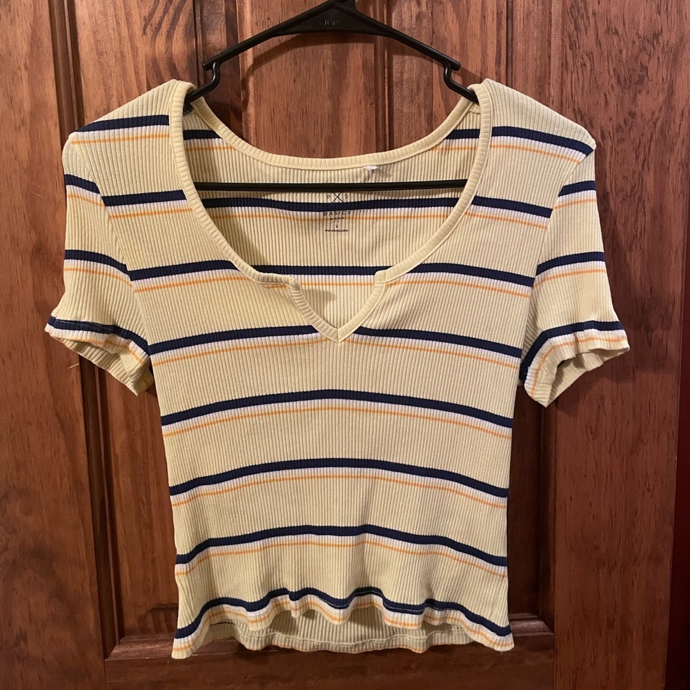 PS Bascis by Pacsun Yellow Stripped Crop top